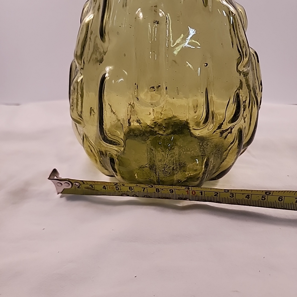 Vtg Empoli Glass Olive Green Genie Bottle Block Brick MCM 15” Italy NO STOPPER - Picture 13 of 13